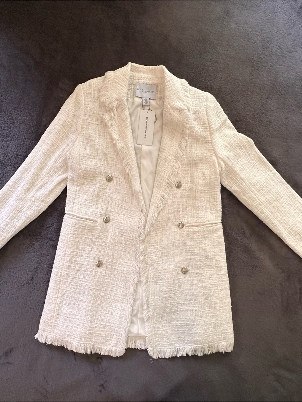 Catherine Malandrino Off-White Bouclé Double-Breasted Blazer